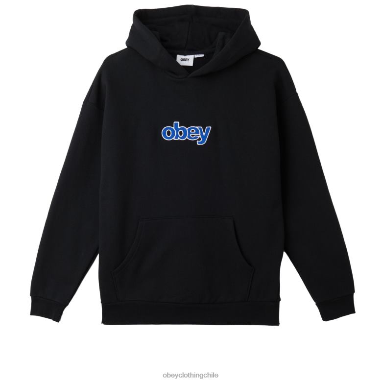 ropa 40VX996 hombres capucha tipo jersey apilada extra pesada OBEY negro