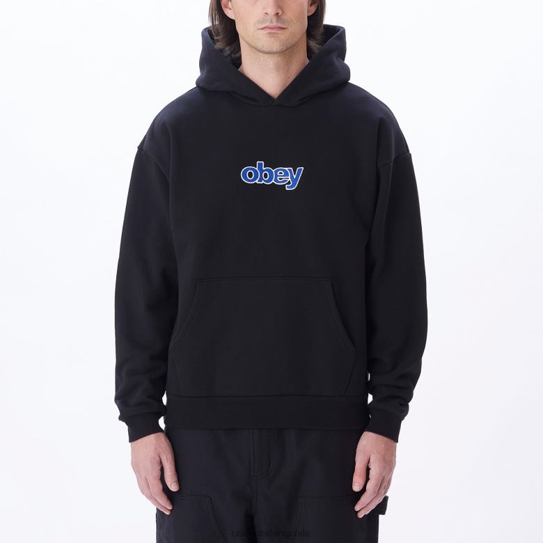 ropa 40VX996 hombres capucha tipo jersey apilada extra pesada OBEY negro