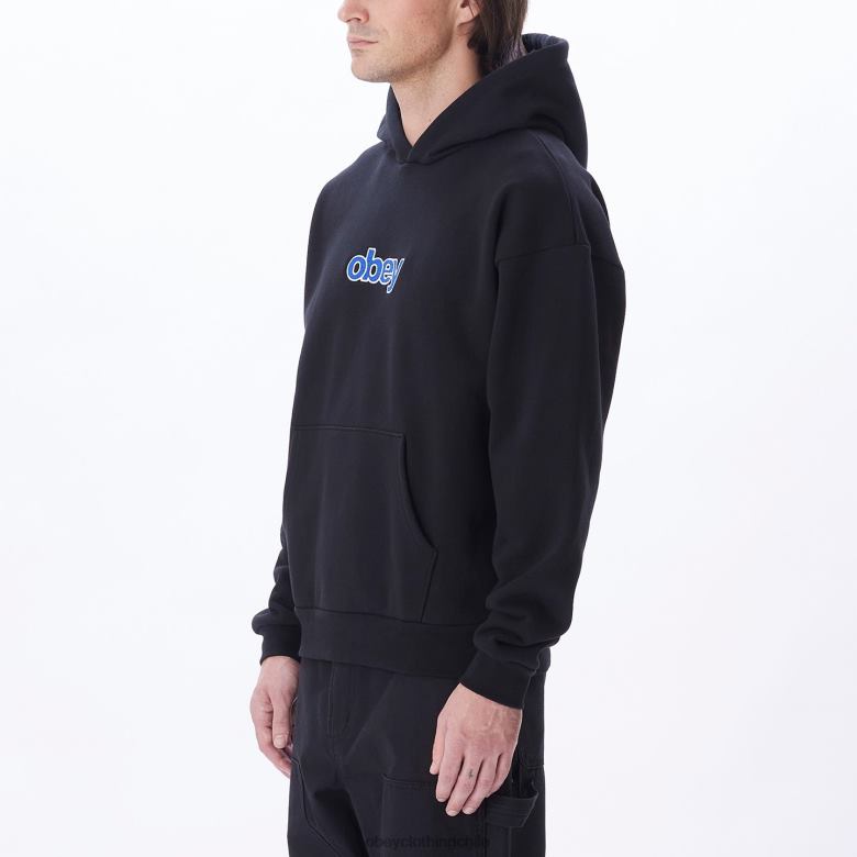 ropa 40VX996 hombres capucha tipo jersey apilada extra pesada OBEY negro