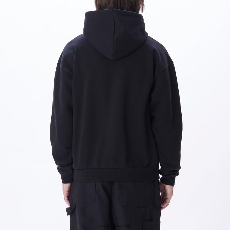 ropa 40VX996 hombres capucha tipo jersey apilada extra pesada OBEY negro