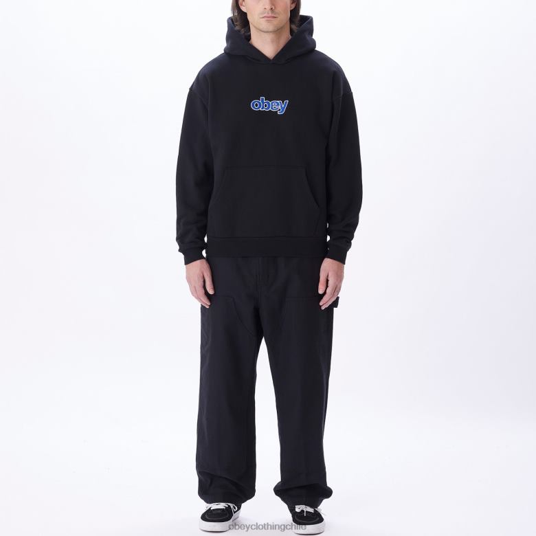 ropa 40VX996 hombres capucha tipo jersey apilada extra pesada OBEY negro