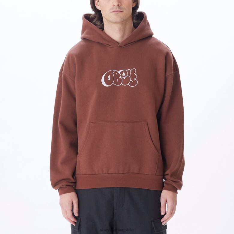ropa 40VX997 hombres grabar capucha extra pesada OBEY sepia