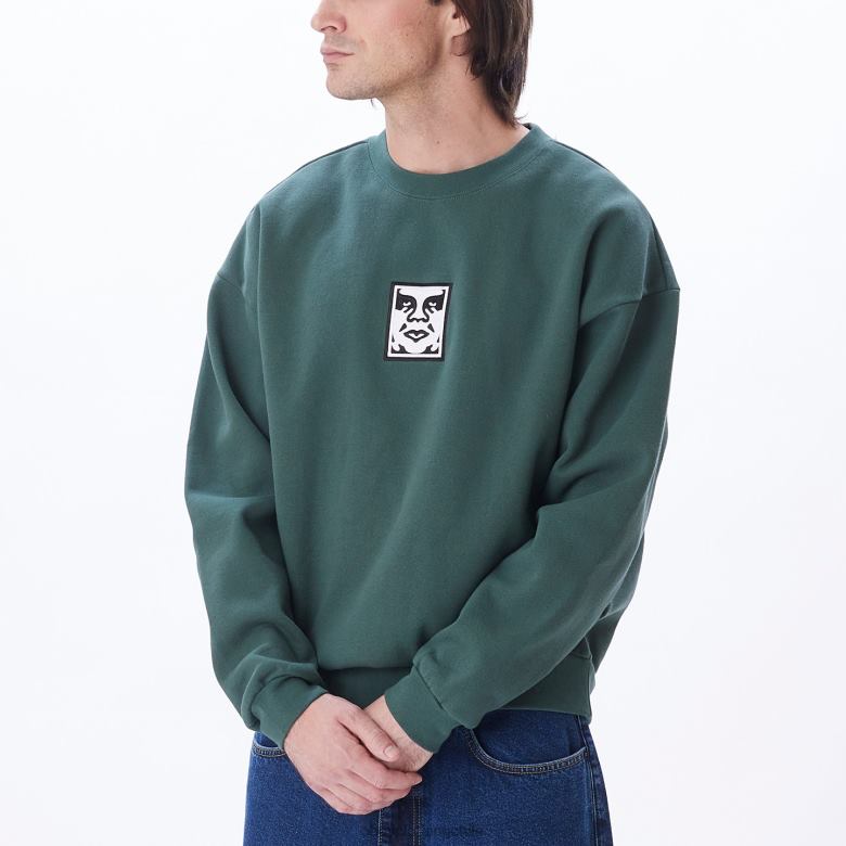 ropa 40VX998 hombres icono cuello redondo extra pesado ii OBEY cedro oscuro