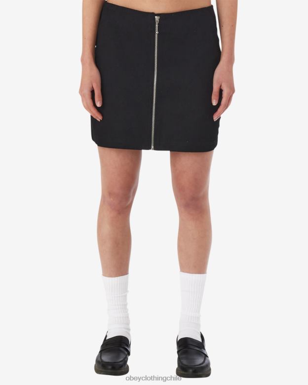 ropa 40VX533 mujer falda louise con cremallera OBEY negro