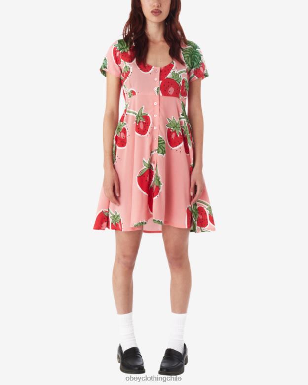 ropa 40VX583 mujer vestido de bayas gigantes OBEY flamenco rosa multi