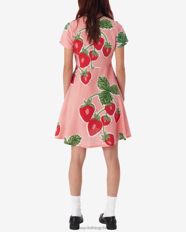 ropa 40VX583 mujer vestido de bayas gigantes OBEY flamenco rosa multi