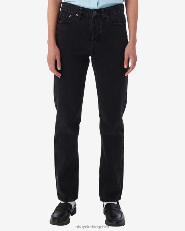 ropa 40VX515 mujer mezclilla sin esfuerzo OBEY negro descolorido
