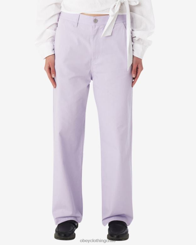 ropa 40VX521 mujer pantalón carpintero rosa OBEY pétalo de orquídea
