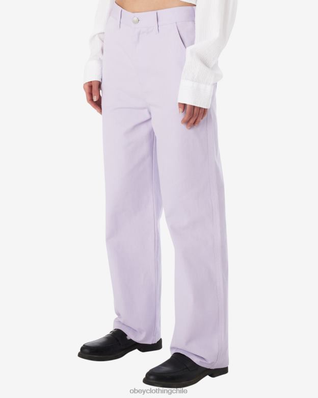 ropa 40VX521 mujer pantalón carpintero rosa OBEY pétalo de orquídea
