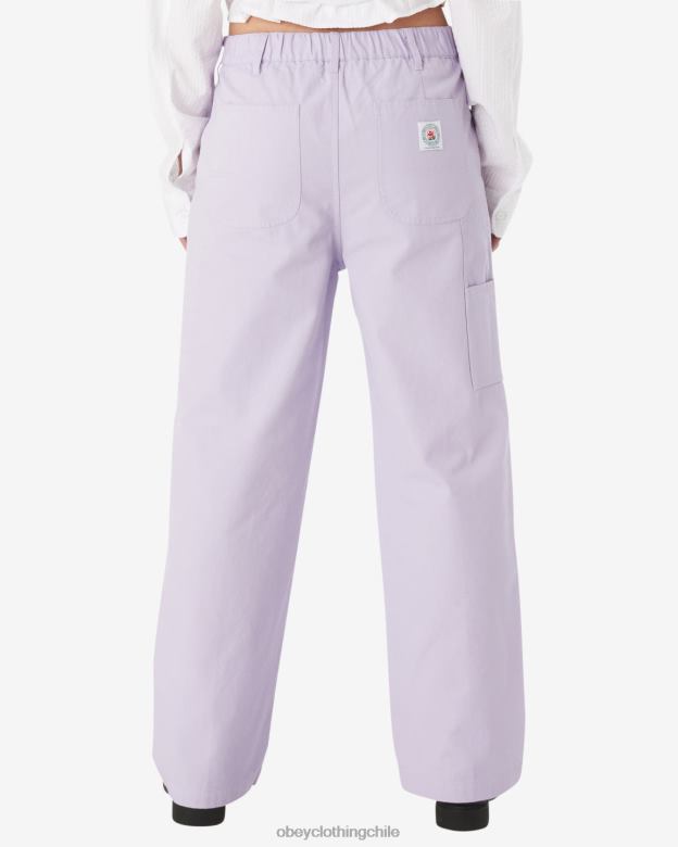 ropa 40VX521 mujer pantalón carpintero rosa OBEY pétalo de orquídea