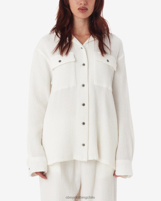 ropa 40VX554 mujer camisa camille waffle OBEY blanco apagado