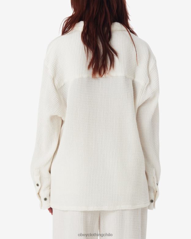 ropa 40VX554 mujer camisa camille waffle OBEY blanco apagado