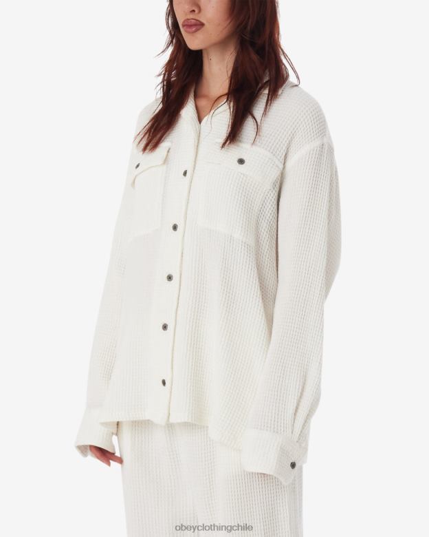 ropa 40VX554 mujer camisa camille waffle OBEY blanco apagado