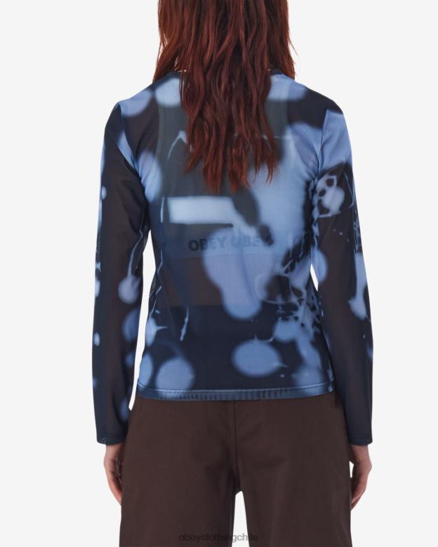 ropa 40VX558 mujer tejido de malla donnie ls OBEY azul marino polvoriento multi