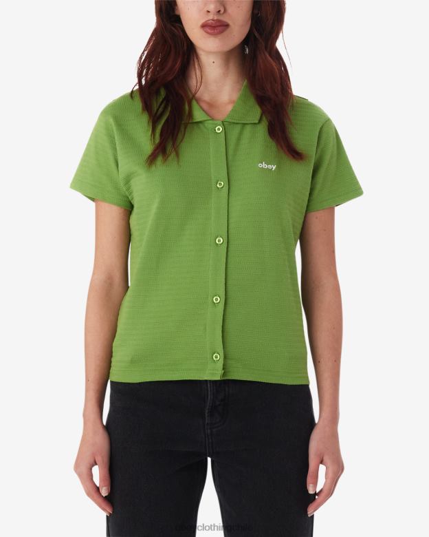 ropa 40VX561 mujer botón abajo OBEY verde picante