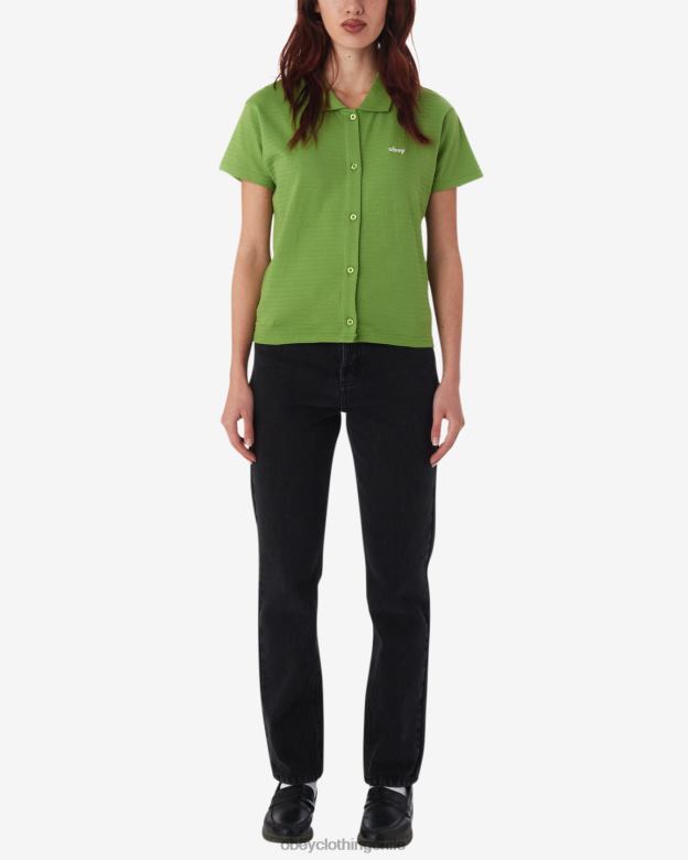 ropa 40VX561 mujer botón abajo OBEY verde picante