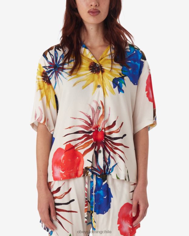 ropa 40VX568 mujer camisa con varias flores OBEY multi sin blanquear