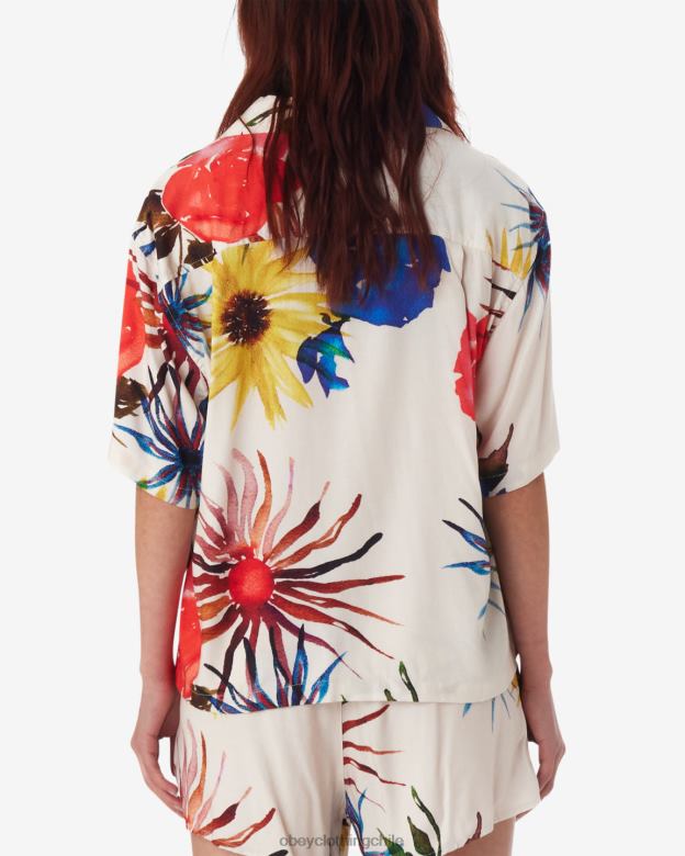 ropa 40VX568 mujer camisa con varias flores OBEY multi sin blanquear