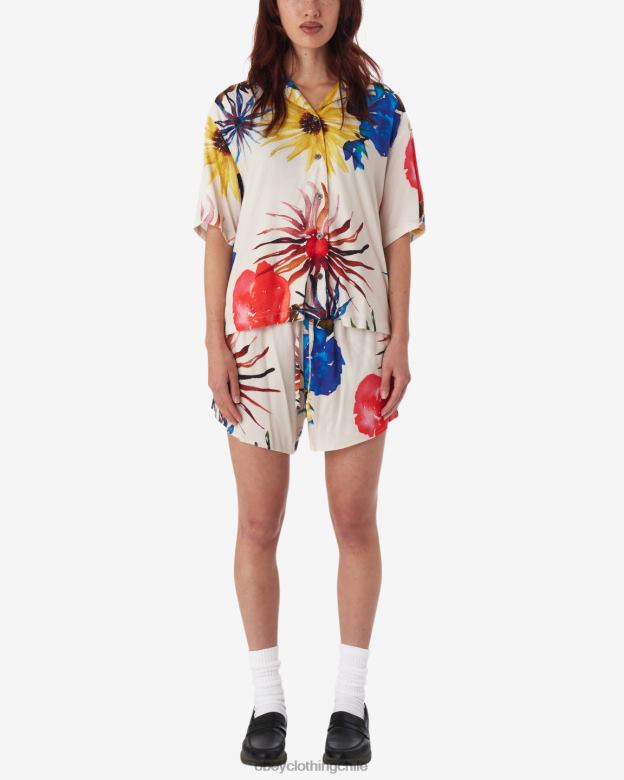 ropa 40VX568 mujer camisa con varias flores OBEY multi sin blanquear