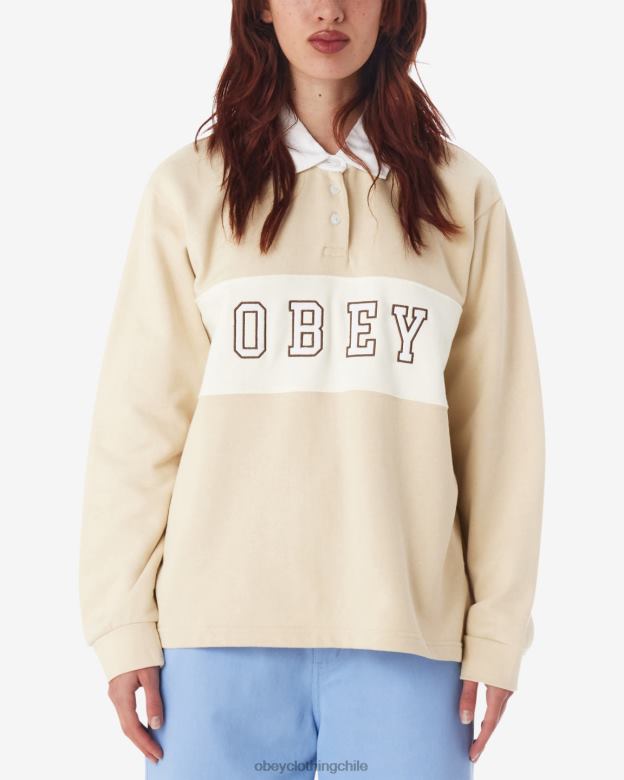 ropa 40VX571 mujer polo de rugby de palisandro OBEY gris ostra