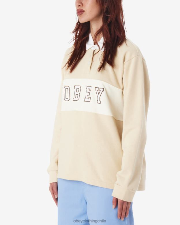 ropa 40VX571 mujer polo de rugby de palisandro OBEY gris ostra
