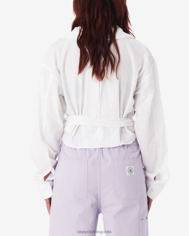 ropa 40VX576 mujer camisa cruzada valentina OBEY blanco