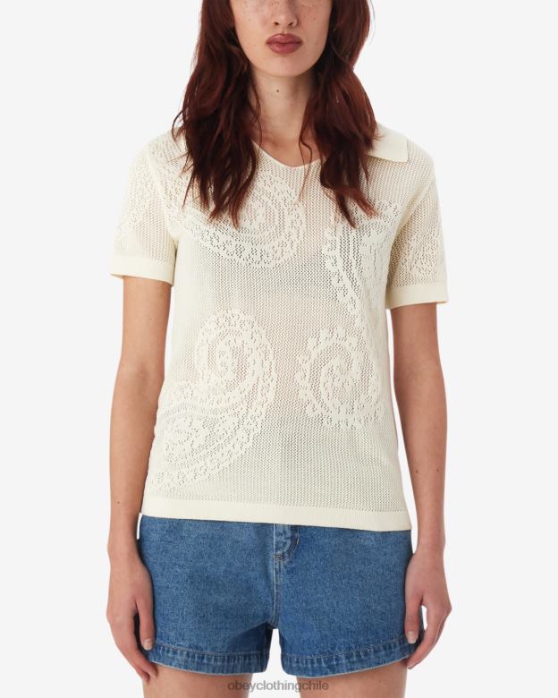 ropa 40VX581 mujer camisa de punto abierta briana OBEY sin blanquear