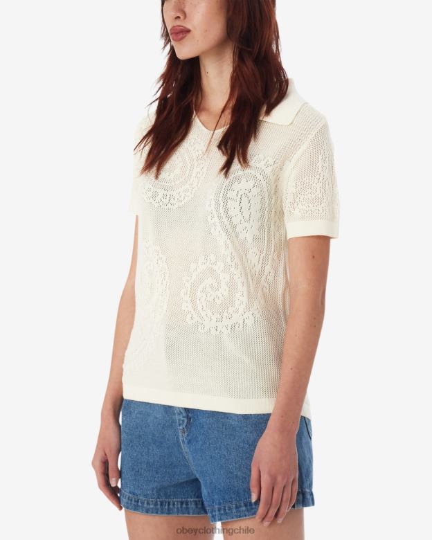 ropa 40VX581 mujer camisa de punto abierta briana OBEY sin blanquear