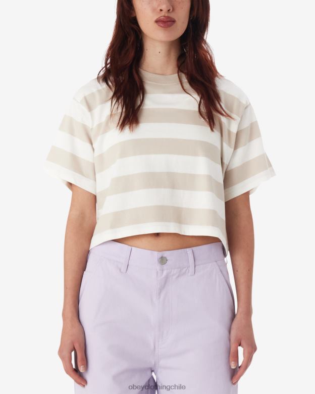 ropa 40VX550 mujer camiseta corta con rayas Adams OBEY gris plata multicolor