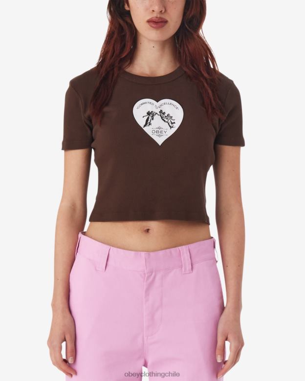 ropa 40VX601 mujer camiseta corta de canalé comprometida con la excelencia OBEY java marrón