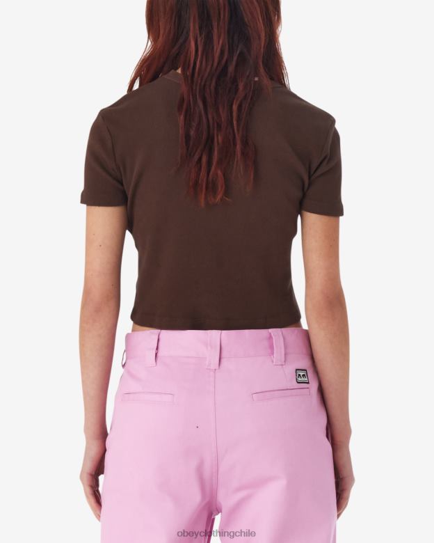 ropa 40VX601 mujer camiseta corta de canalé comprometida con la excelencia OBEY java marrón