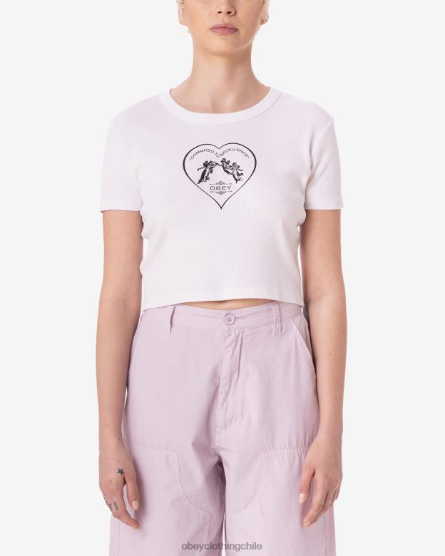 ropa 40VX602 mujer camiseta corta de canalé comprometida con la excelencia OBEY blanco