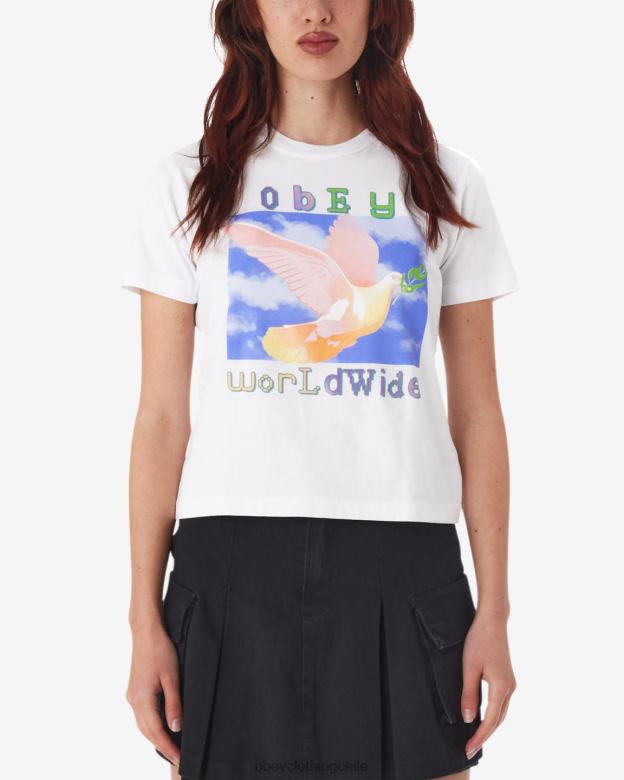 ropa 40VX608 mujer camiseta paloma de la paz kaylin OBEY blanco