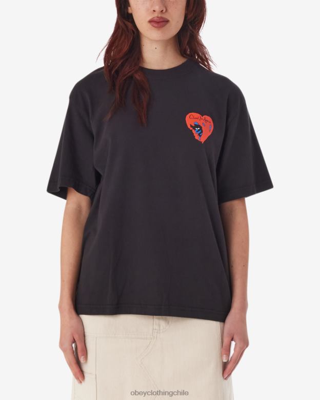 ropa 40VX610 mujer Camiseta cerrada por reparaciones. OBEY pigmento negro digital