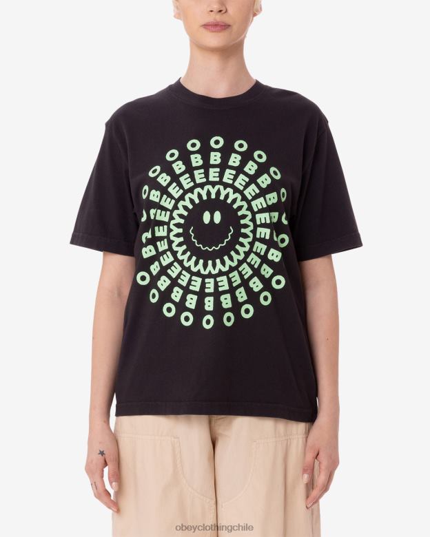 ropa 40VX614 mujer camiseta con pigmento irradiado OBEY pigmento negro digital