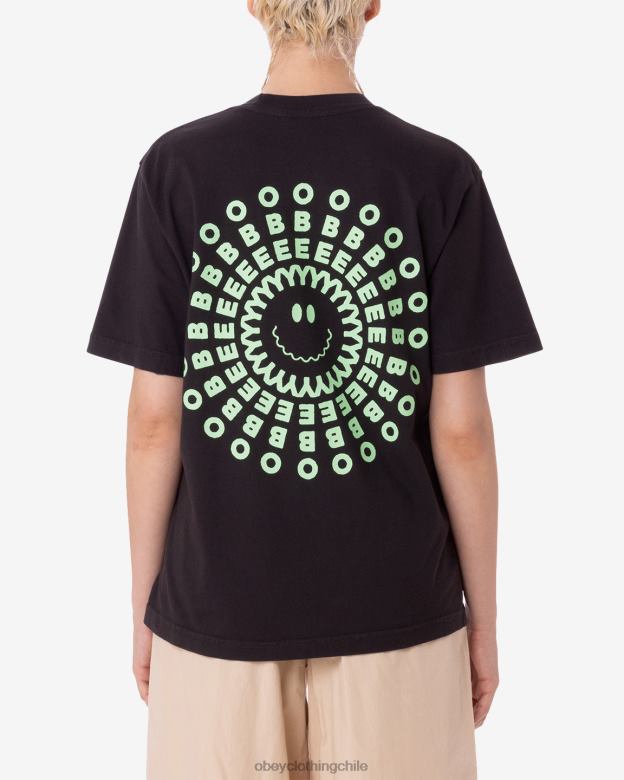 ropa 40VX614 mujer camiseta con pigmento irradiado OBEY pigmento negro digital