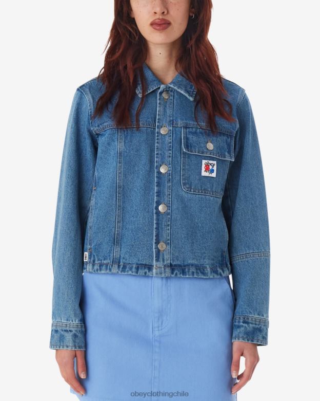 ropa 40VX548 mujer chaqueta camisera reconstruida OBEY índigo claro