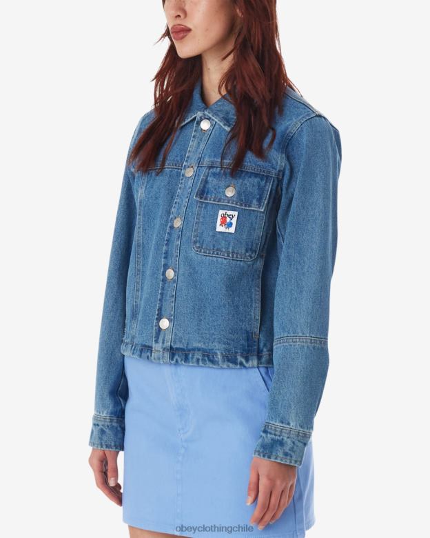 ropa 40VX548 mujer chaqueta camisera reconstruida OBEY índigo claro