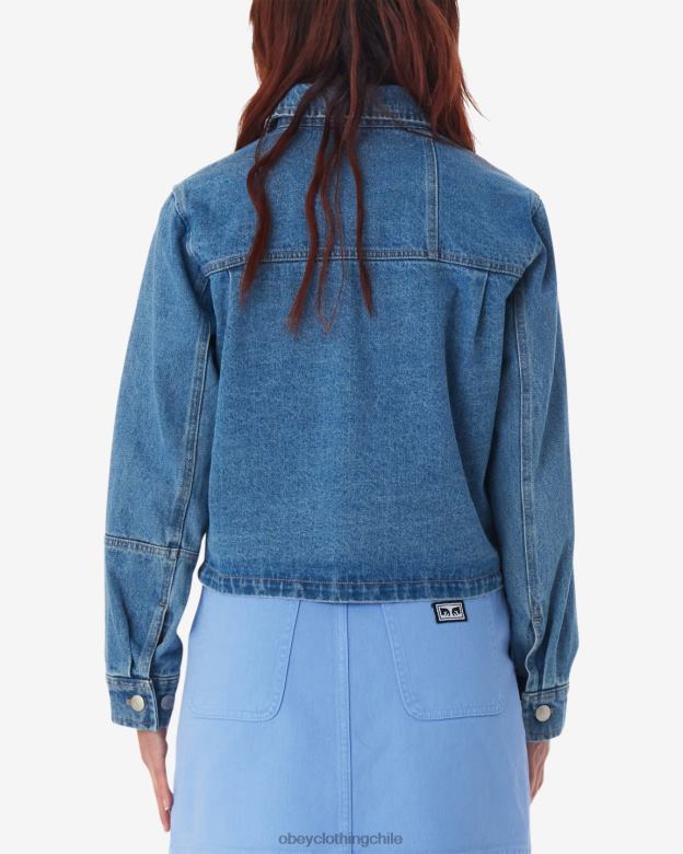 ropa 40VX548 mujer chaqueta camisera reconstruida OBEY índigo claro