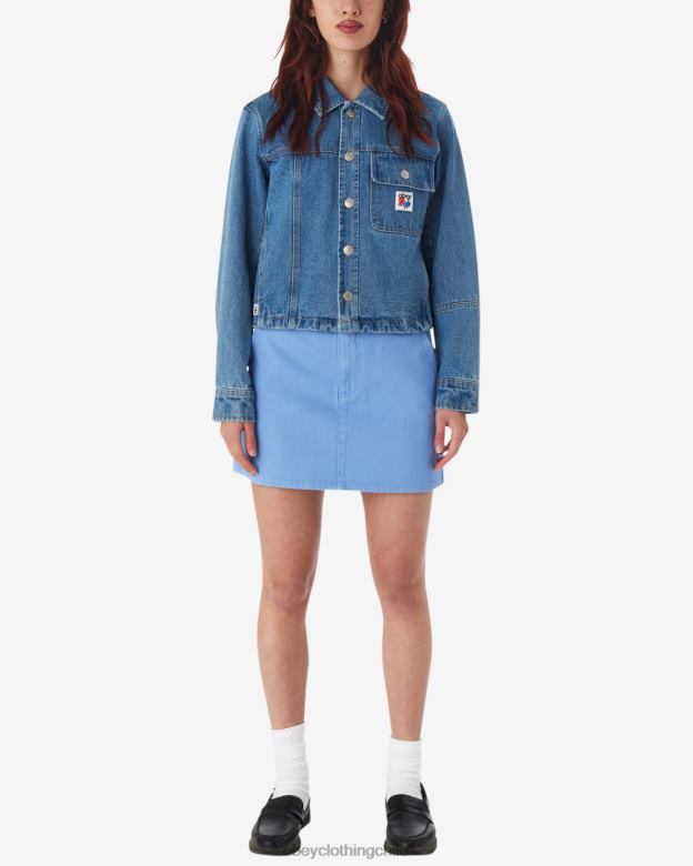 ropa 40VX548 mujer chaqueta camisera reconstruida OBEY índigo claro