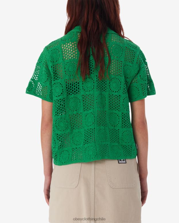 ropa 40VX578 mujer suéter de punto de crochet agatha OBEY primavera verde