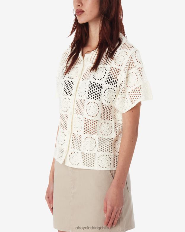 ropa 40VX579 mujer suéter de punto de crochet agatha OBEY sin blanquear