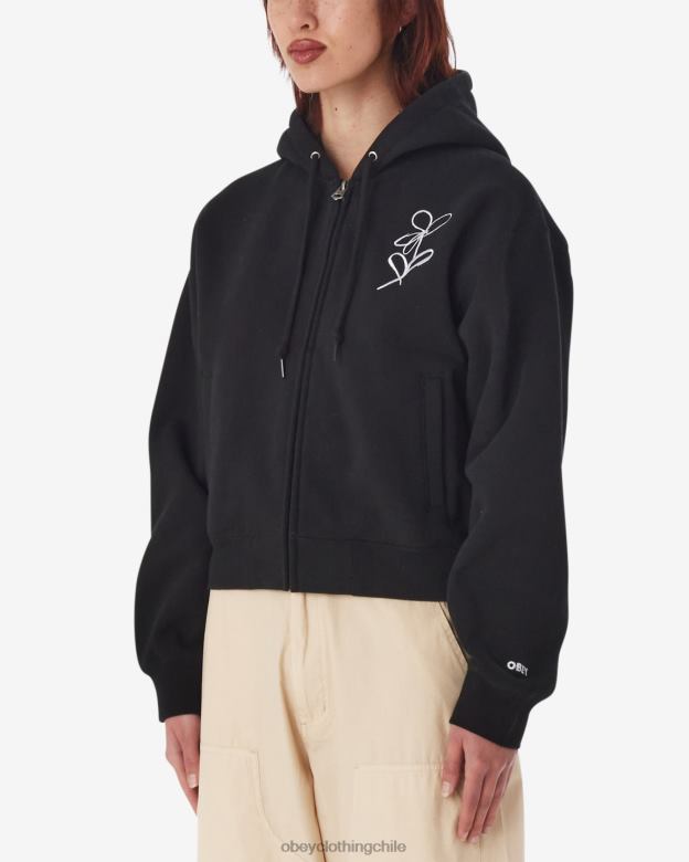 ropa 40VX587 mujer capucha con cierre y cremallera con escritura de tiza OBEY negro