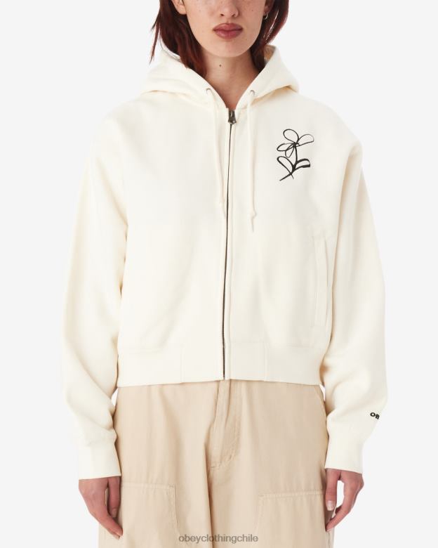 ropa 40VX588 mujer capucha con cierre y cremallera con escritura de tiza OBEY sin blanquear