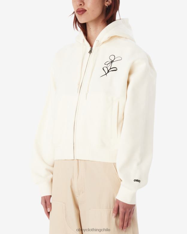 ropa 40VX588 mujer capucha con cierre y cremallera con escritura de tiza OBEY sin blanquear
