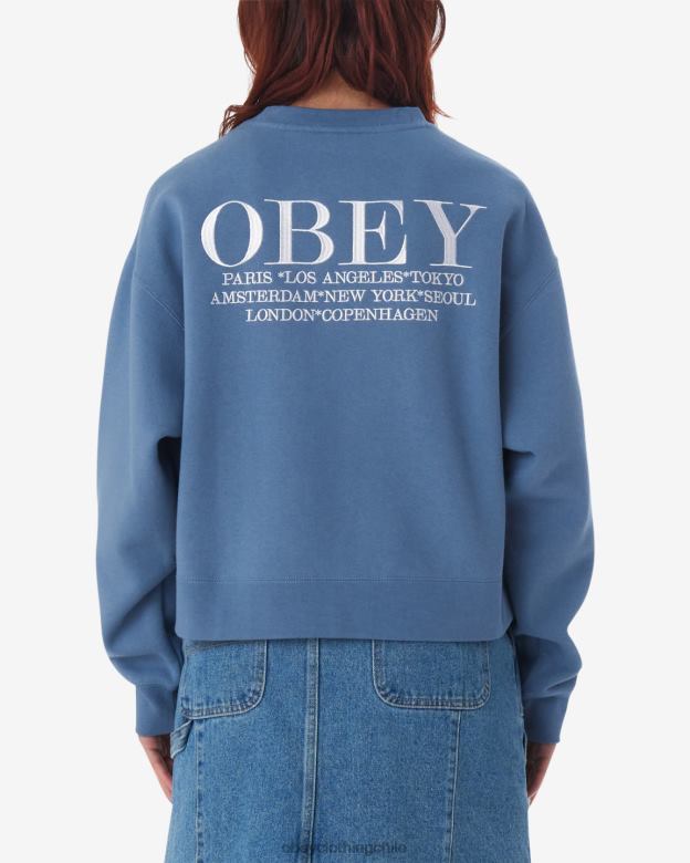 ropa 40VX589 mujer ciudades cuello redondo OBEY corona azul