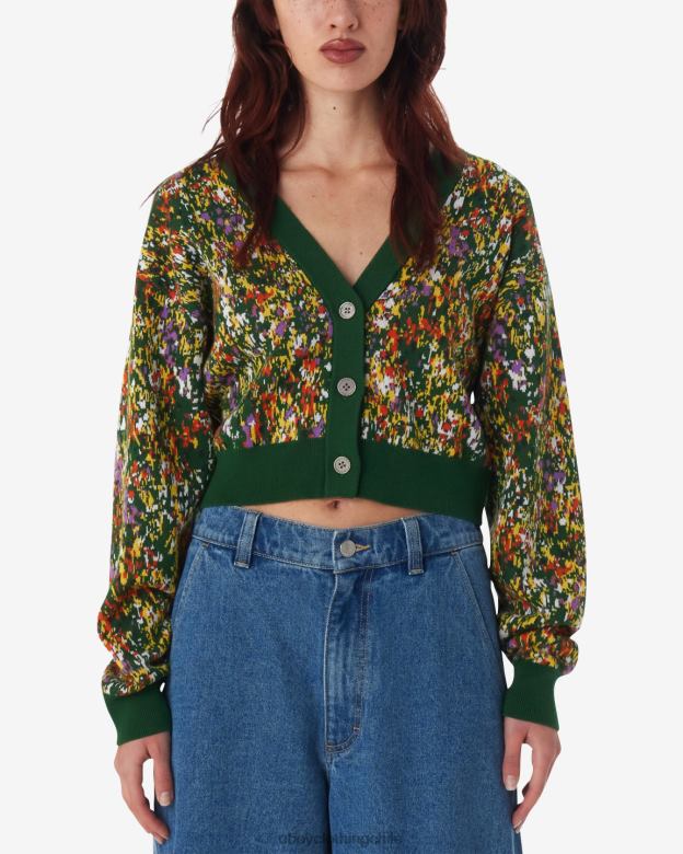 ropa 40VX595 mujer cárdigan de jardín OBEY verde múltiple