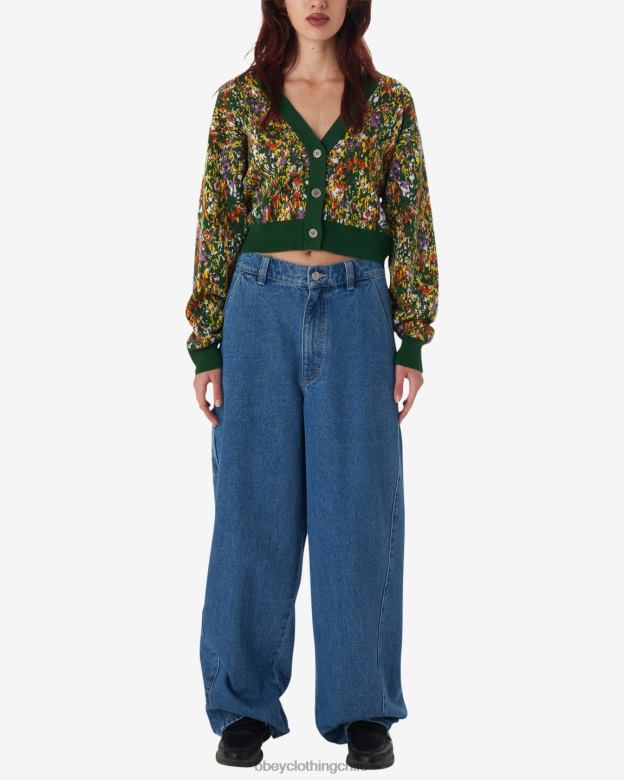ropa 40VX595 mujer cárdigan de jardín OBEY verde múltiple