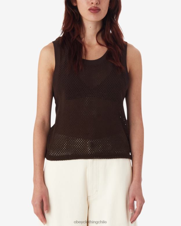 ropa 40VX559 mujer tanque de malla hudson OBEY java marrón