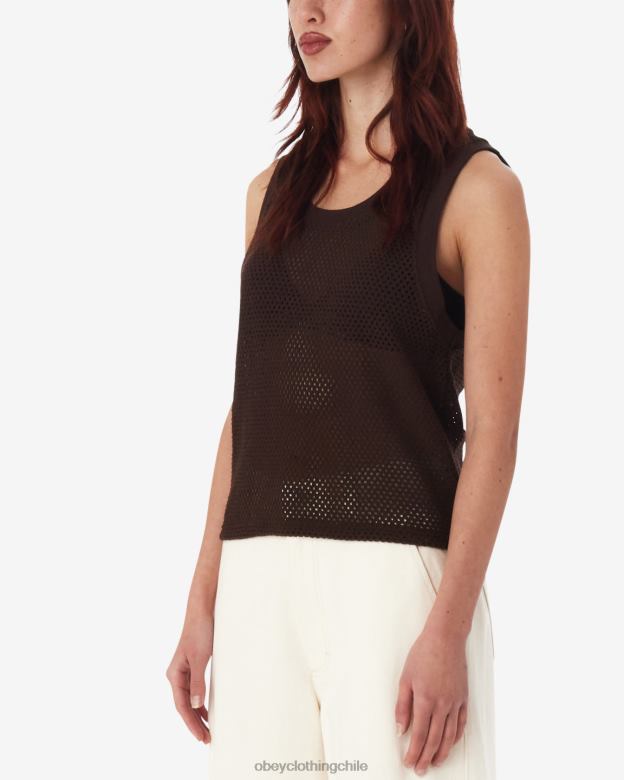 ropa 40VX559 mujer tanque de malla hudson OBEY java marrón